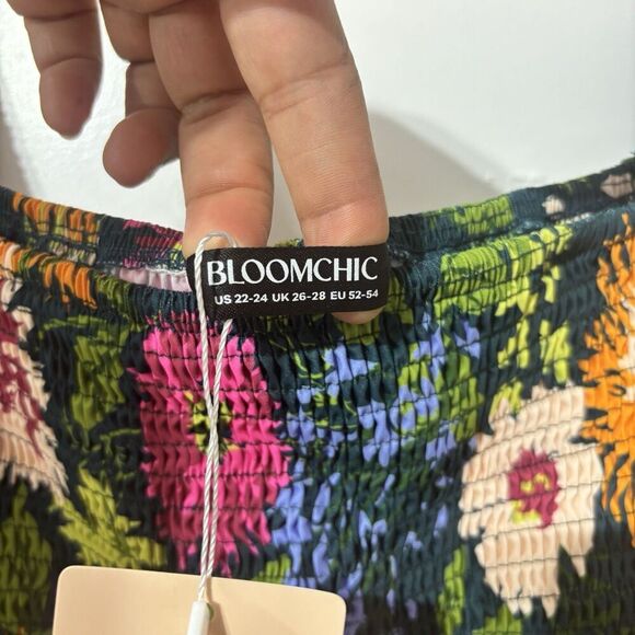 BLOOMCHIC Floral Dress Size US 22-24 UK 26-28 EU 52-54 EEUC Smocked Multicolor - Picture 6 of 8
